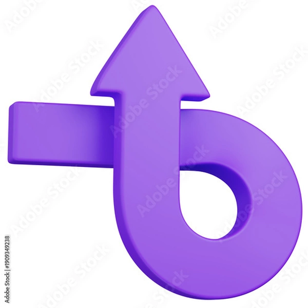 Obraz 3D render  Purple Looping Upward Arrow Icon