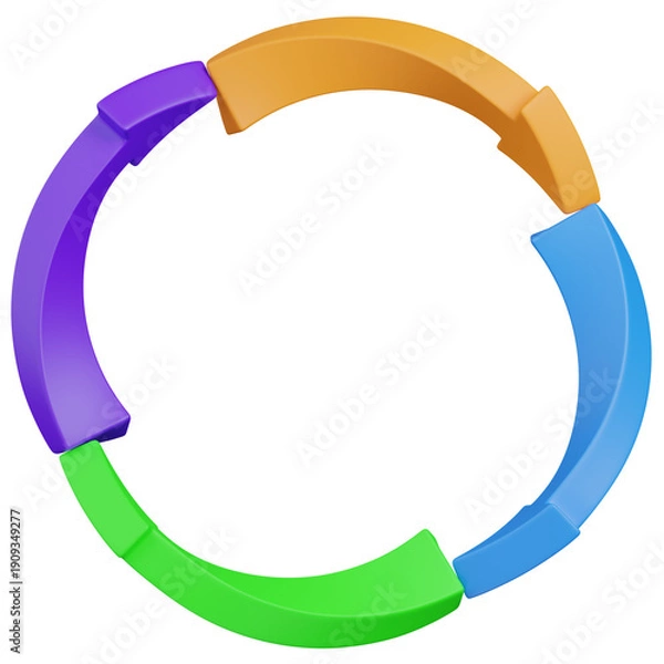 Obraz 3D  render Colorful Circular Process Arrow Cycle icon 
