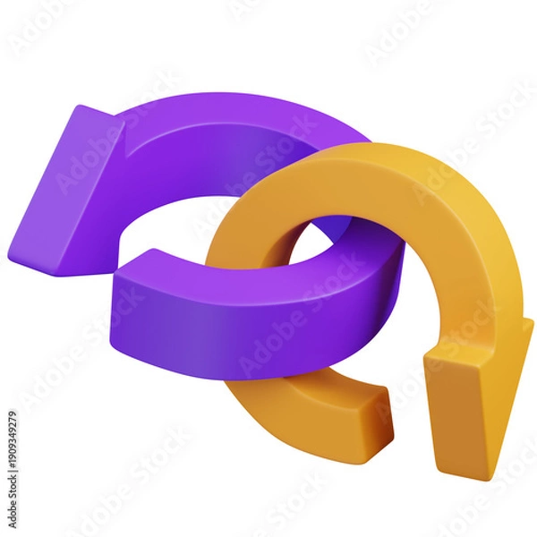 Obraz 3D  render Interlocking Arrows Cycle Icon