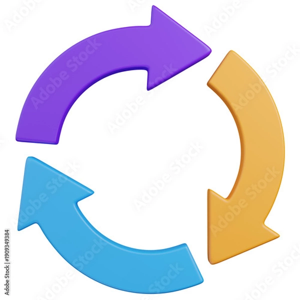 Obraz 3D render  Circular Arrows Loop Icon for Process and Cycle