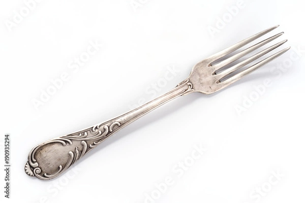 Fototapeta old fork on white background