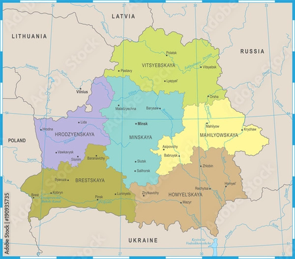 Fototapeta Belarus Map - Detailed Vector Illustration