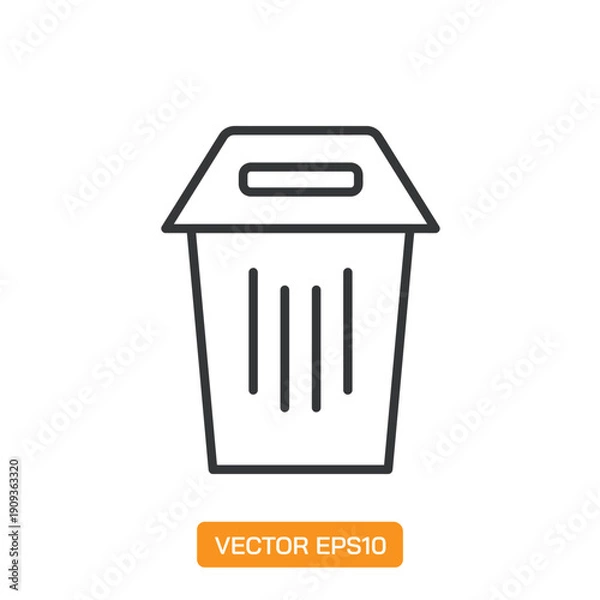 Fototapeta Trash Icons. Thin Line Symbol Elements Collection.