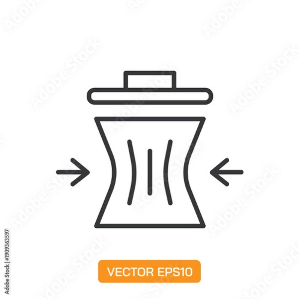 Fototapeta Trash Icons. Thin Line Symbol Elements Collection.