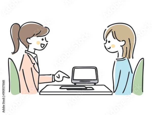 Fototapeta 説明を受ける女性