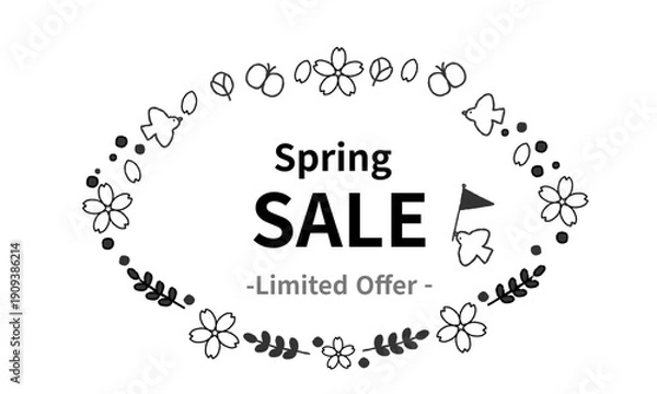 Obraz 春のセール用の手描きの楕円フレーム