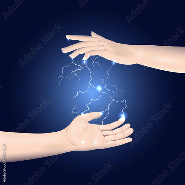 Obraz Static electricity between two hands