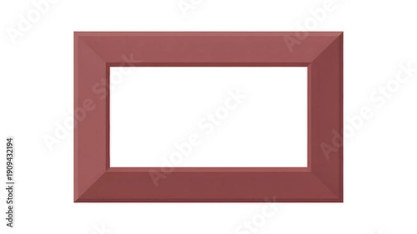 Obraz Empty maroon rectangular picture frame with thick borders isolated on a white background