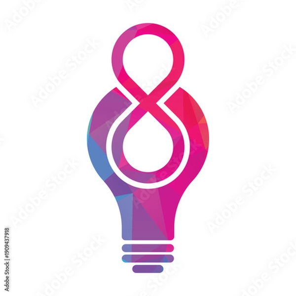 Obraz Infinity bulb vector logo vector illustration. Light Bulb With Infinity Loop Symbol.