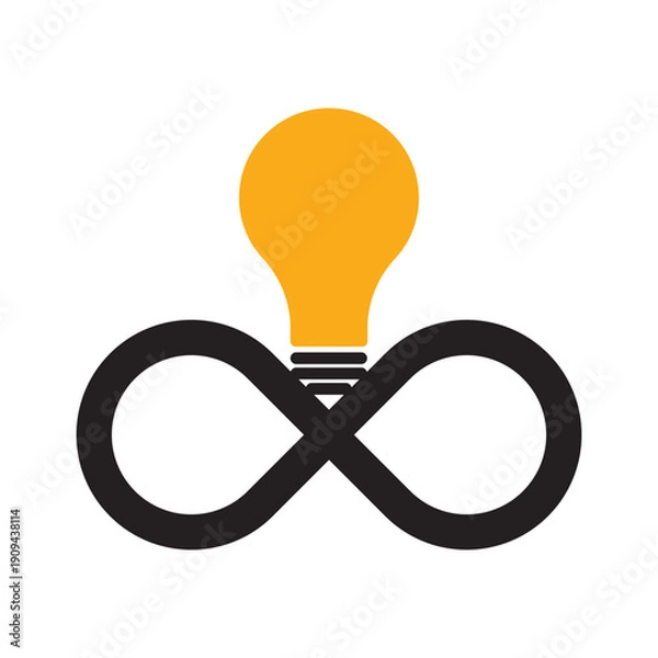 Obraz Infinity bulb vector logo vector illustration. Light Bulb With Infinity Loop Symbol.