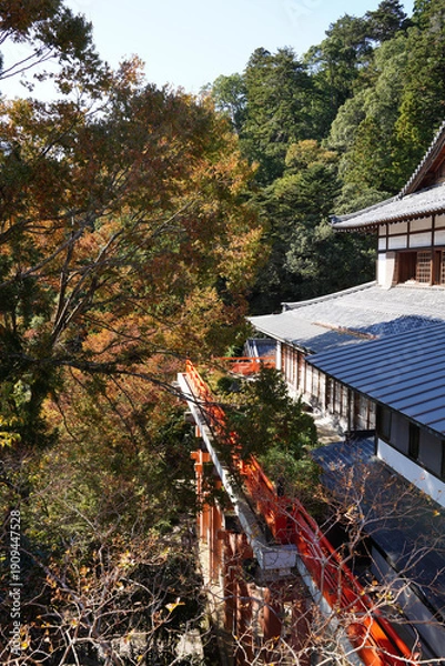 Obraz 楓の紅葉が美しい鞍馬寺境内の風景