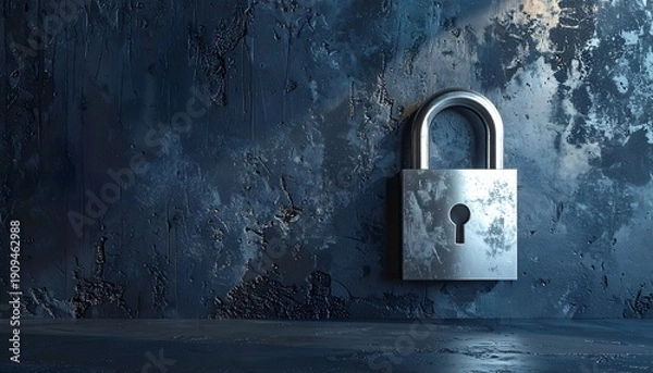 Obraz Digital Padlock Security Concept on Dark Blue Technology Background