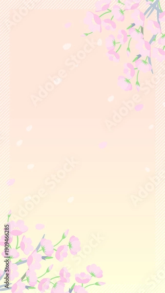 Obraz 桜のイラストの春のセールバナー背景（パステルカラー・縦型）
