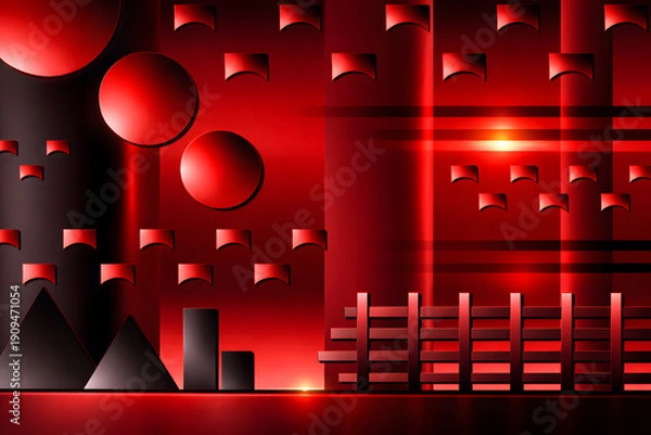 Obraz 赤と黒の近未来幾何学的背景アート