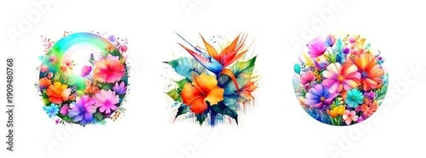 Fototapeta Karte oder Poster Blumenwiese bunt romantisch