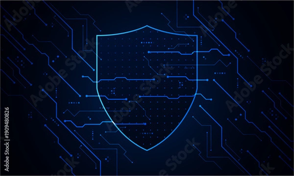 Obraz Cyber security technology concept , Shield With Keyhole icon , personal data , vector illustration.