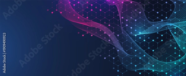 Obraz Abstract digital blockchain cube blocks concept. 3D big data cubes quantum computer technology idea. Artificial intelligence data core cubes design element illustration