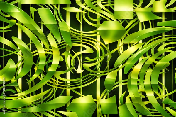 Obraz 緑のグラデーション抽象アート背景