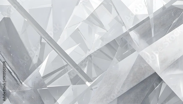 Obraz White and Gray Overlapping Triangle Geometric Technology Pattern with Minimal Transparent Layered Presentation Design