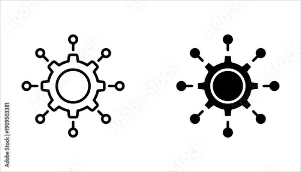 Obraz Function and Settings Icon Set Gear, Configuration and System Symbols Vector Collection.