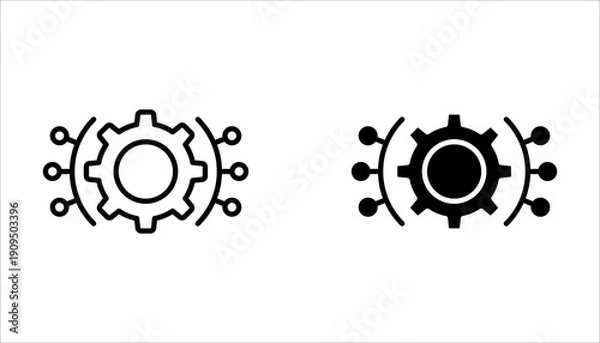 Obraz Function and Settings Icon Set – Gear, Configuration and System Symbols Vector Collection.