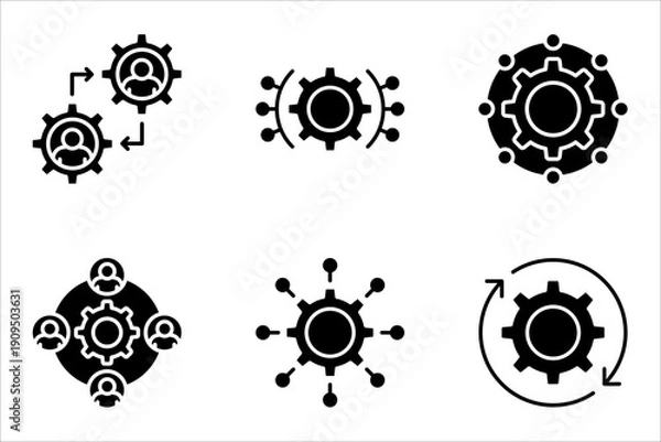 Obraz Function and Settings Icon Set – Gear, Configuration and System Symbols Vector Collection.