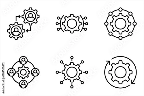 Obraz Function and Settings Icon Set – Gear, Configuration and System Symbols Vector Collection.