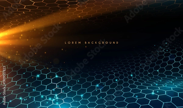 Fototapeta Hexagonal waved shapes with light effects