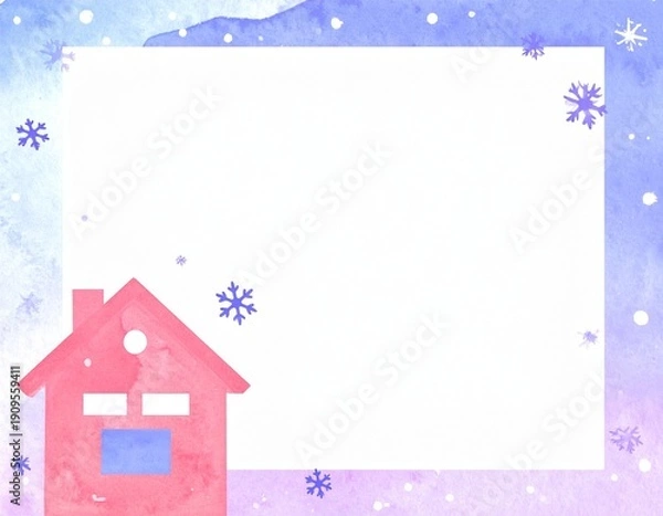 Obraz 雪と家のフレーム