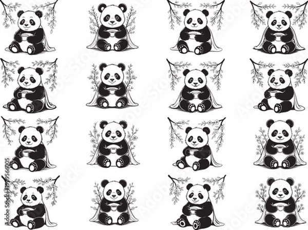 Obraz Whimsical Spring Panda Clipart
