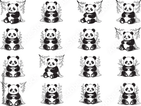 Obraz Whimsical Spring Panda Clipart