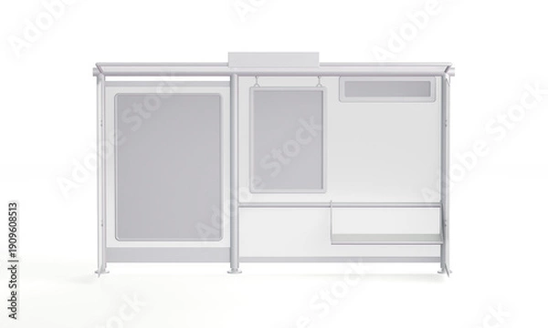 Obraz Bus stop shelter isolated Mockup. 3D rendering