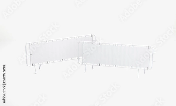 Obraz Barrier banner angled set isolated Mockup. 3D rendering