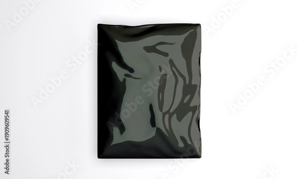 Obraz Black foil pouch isolated Mockup. 3D rendering