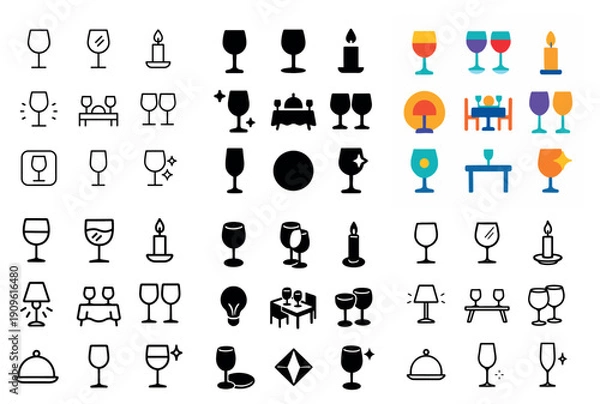 Obraz Elegant dining icons collection