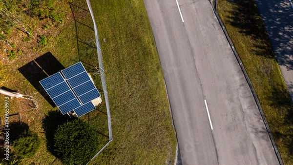 Obraz Solar panels installed on holding brackets