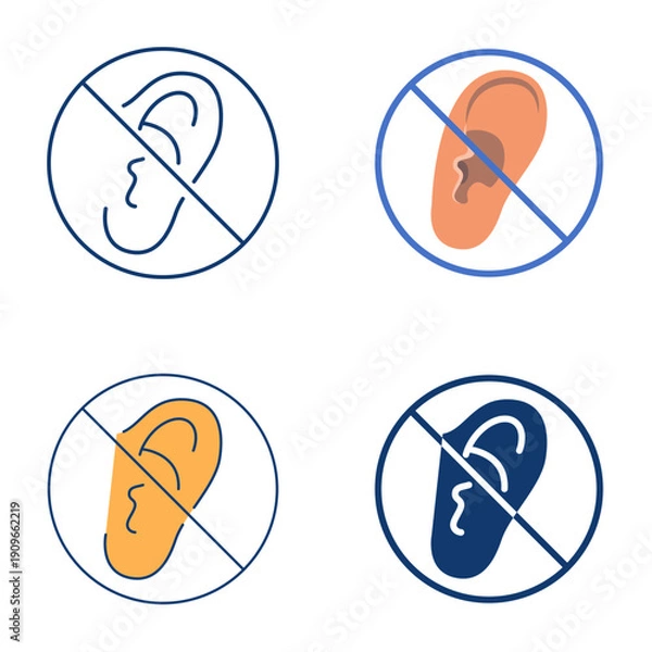 Obraz Hearing impairment flat and line icon set