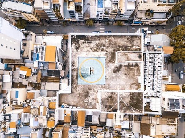 Fototapeta Drone view of landing field