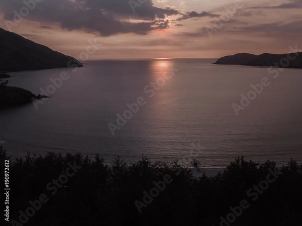Fototapeta drone view of pinky sunset