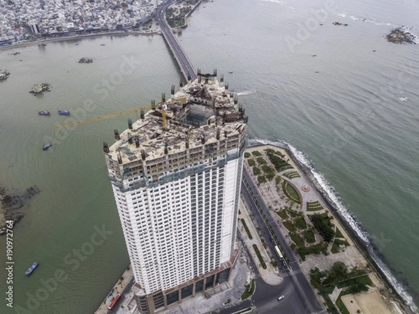 Fototapeta drone view of building in construction