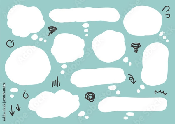 Obraz 悩みや考え事を表すもやもや吹き出しのセット素材