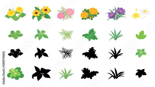 Obraz 春夏秋冬の花と苗のイラスト素材セット