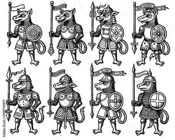 Obraz Medieval fantasy characters vector illustration