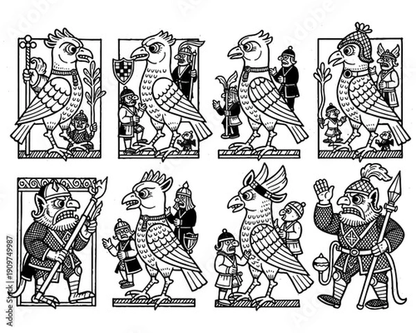 Obraz Medieval dove vector illustration