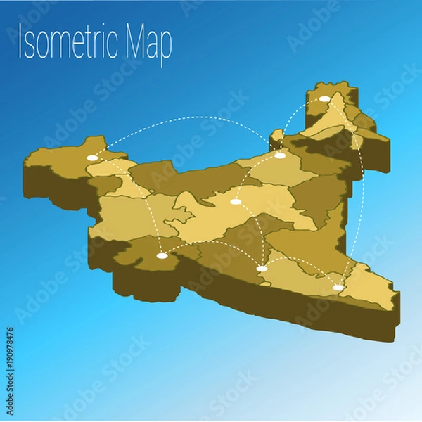 Fototapeta Map India isometric concept.
