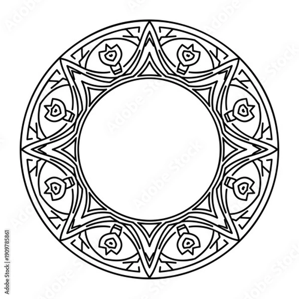 Obraz Mandala Coloring Page Circular Geometric Pattern Line Art