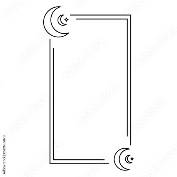 Obraz Minimalist Celestial Moon Frame Line Art Border