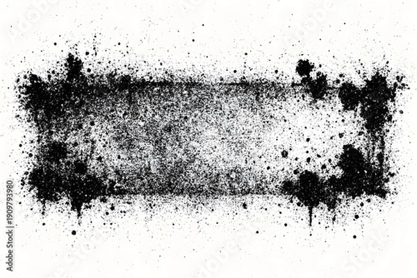 Obraz Distressed Grunge Frame with Black Ink Splatter