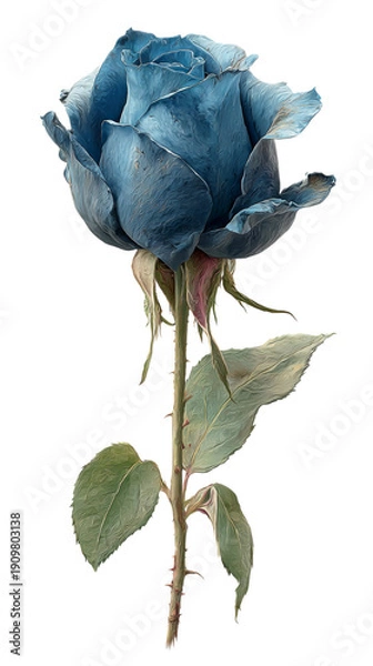 Obraz A blue rose on a transparent background.