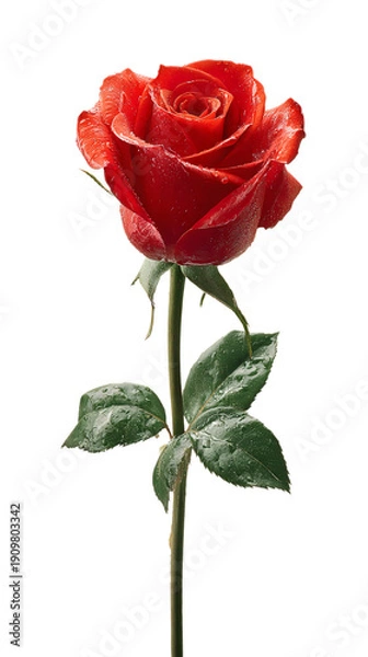 Obraz A red rose on a transparent background.